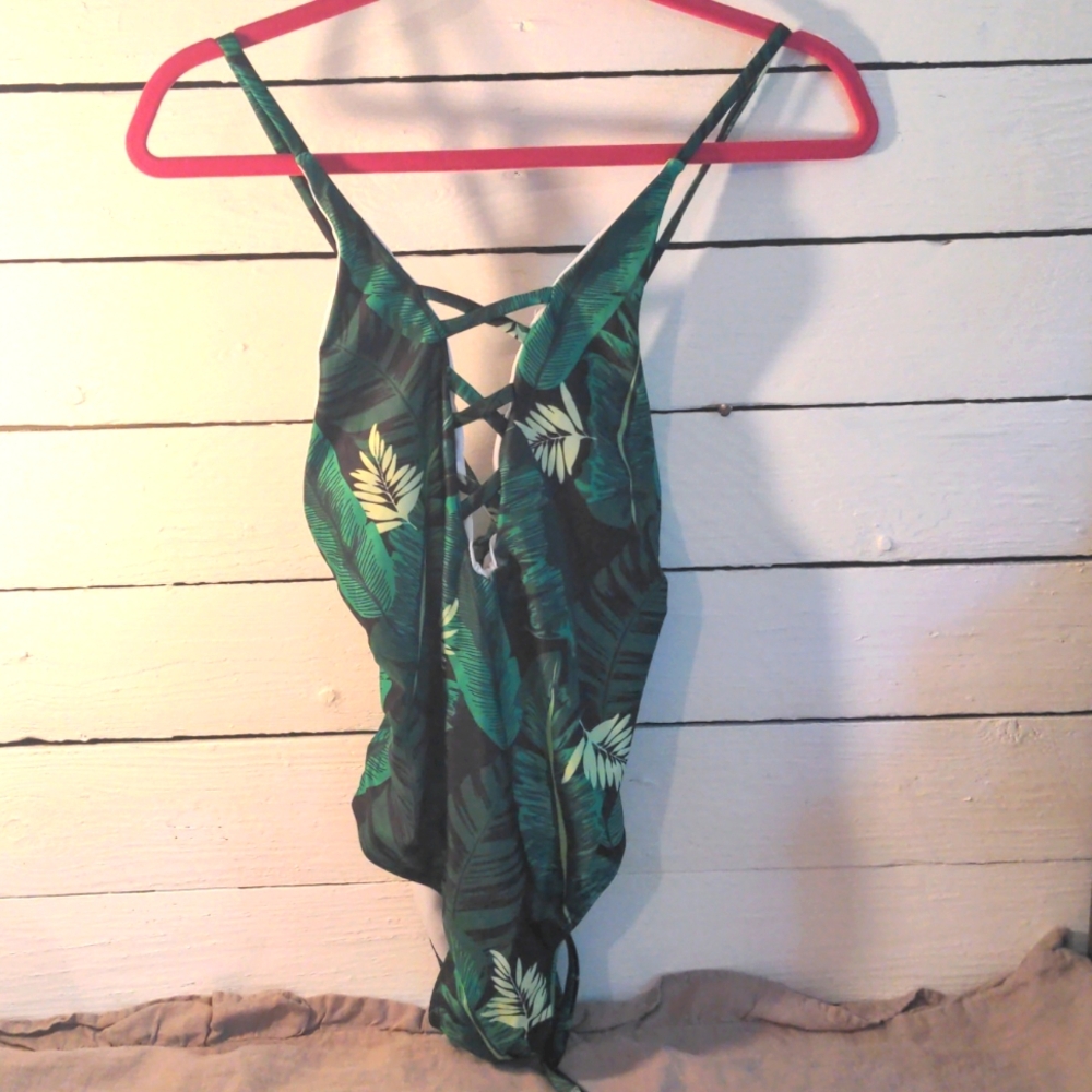 Tropical Green One Piece Bathing Suit